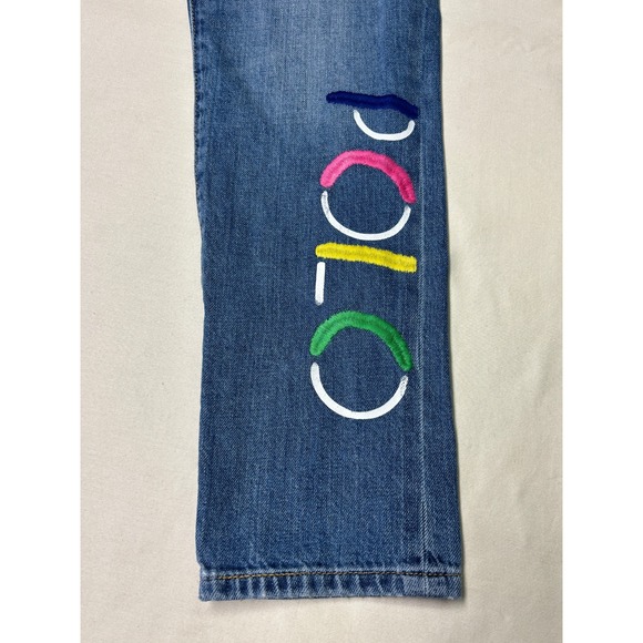 Polo Ralph Lauren The Slim Boyfriend Jeans Blue Embroidered Logo Women W28X26 - Picture 2 of 15